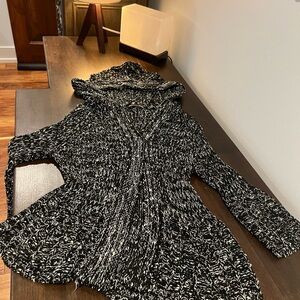 BCBGMaxAzria Black and White Knit Cardigan with hood. Great quality, 3/4 sleeve